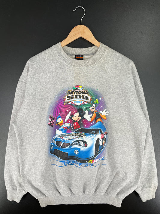 2004 NASCAR x DISNEY MICKEY GOOFY DONALD DUCK Size L Vintage Racing Sweat-shirt / A4257
