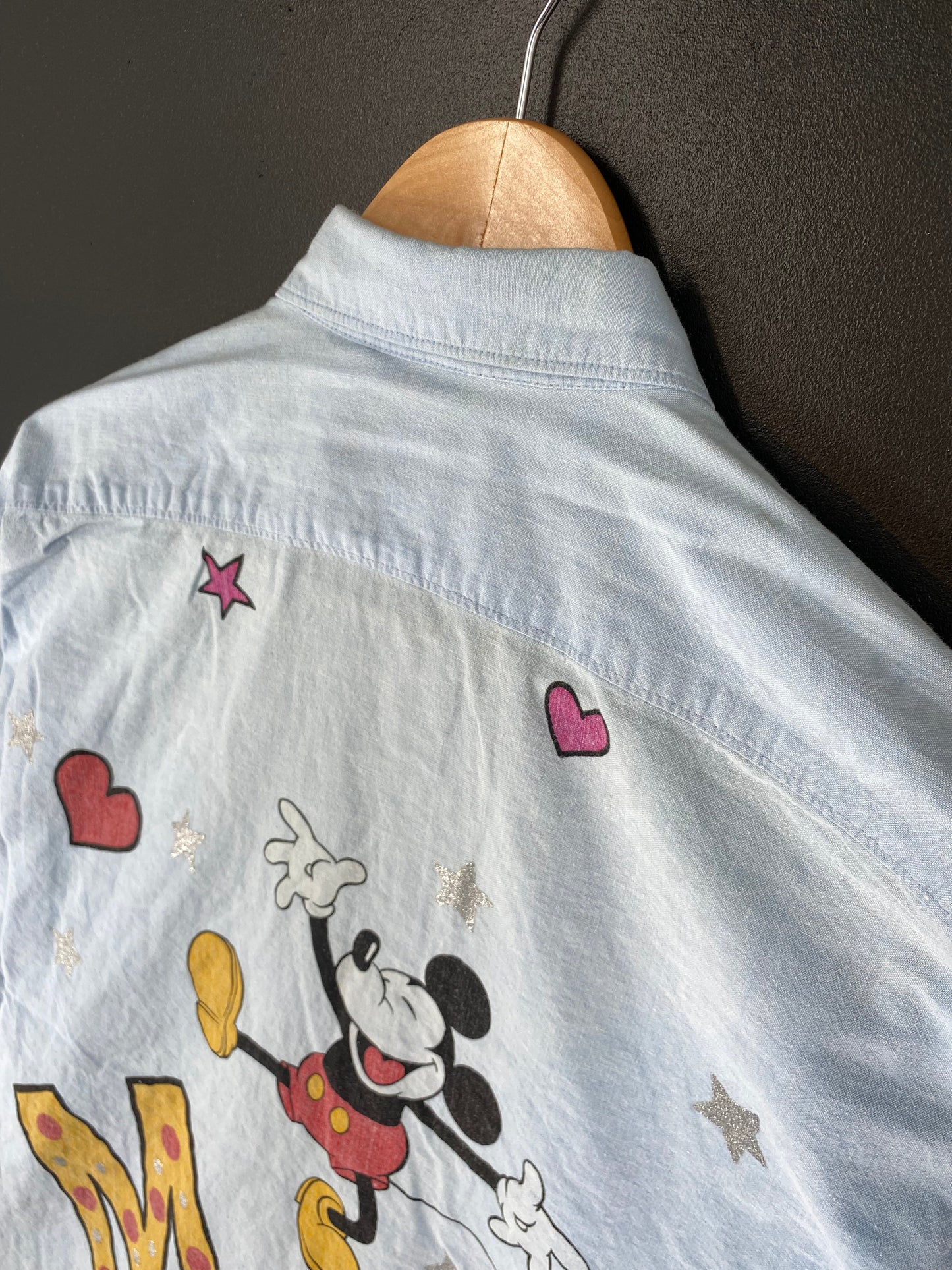 90's DISNEY MICKEY Size No Tag (Approx.XL) Vintage Button-Down Shirt / G2771B