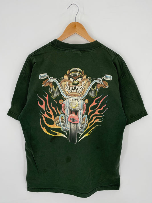 90's Looney Tunes x HARLEY DAVIDSON Made in USA Size XL Vintage T-Shirt / K7820