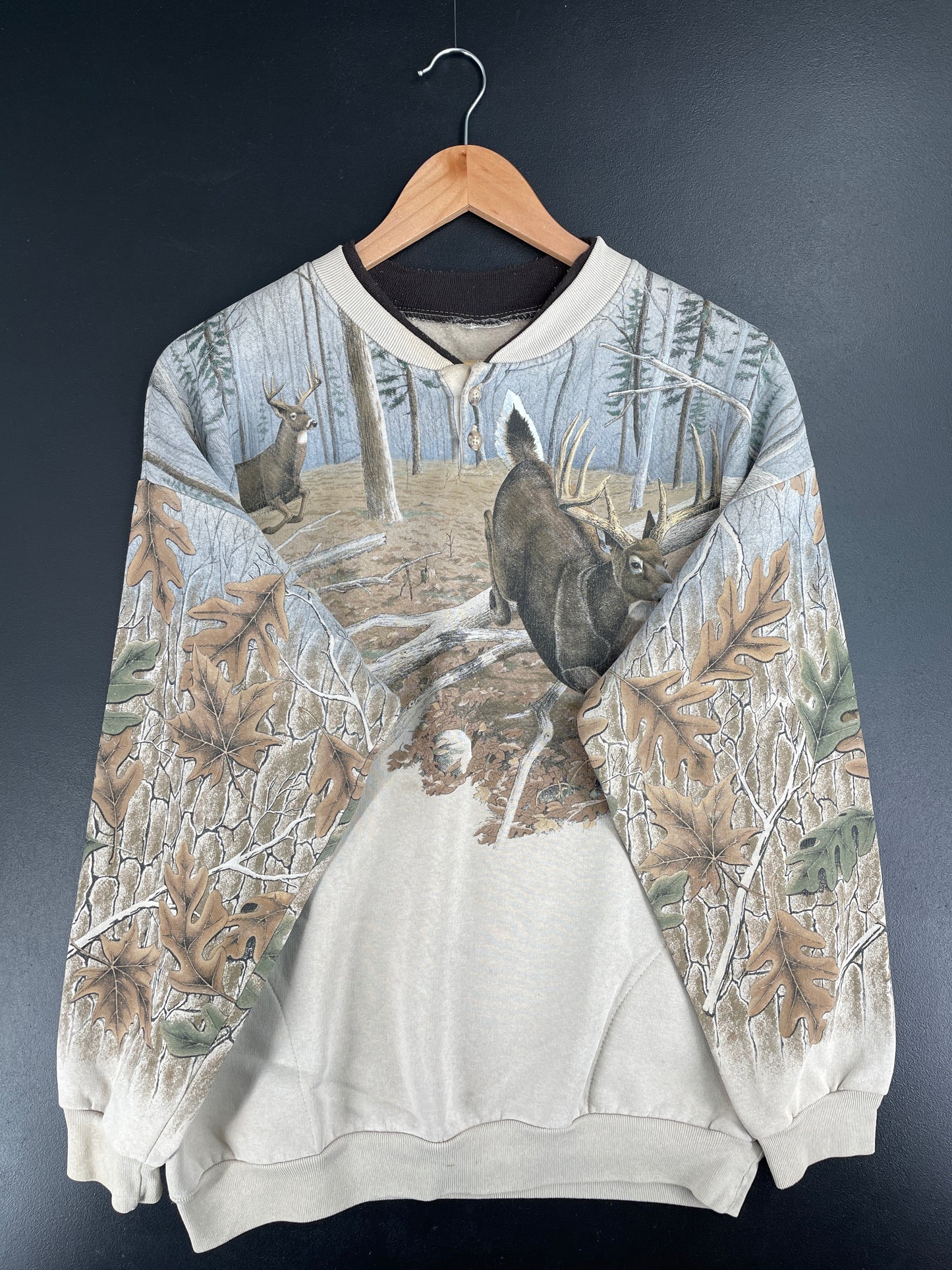 Vintage WHITE TAIL DEER Size Approx.L Vintage Animal Sweat-Shirt / E2545S