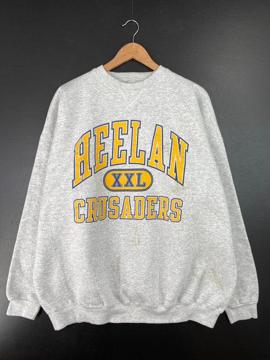 90’s HEELAN Made in USA Approx. Size XL Vintage College Sweat-shirt / A8161