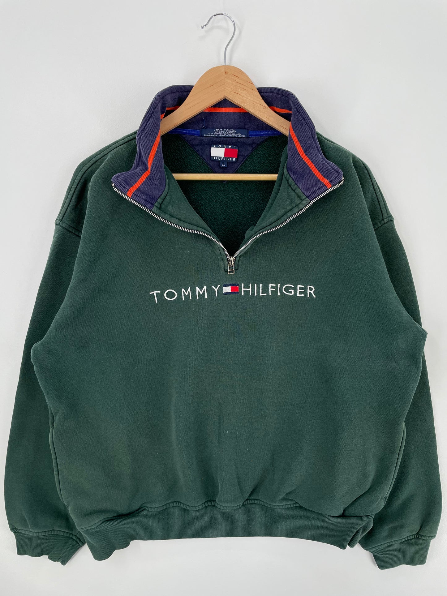 Vintage TOMMY HILFIGER Size L Half Zip Sweat-shirt / A909