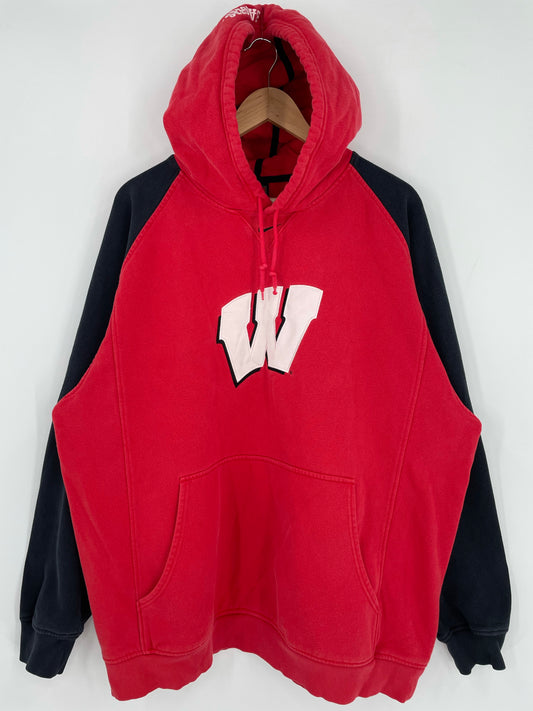 00' NIKE WISCONSIN BADGERS Size XL Vintage Hoodie Sweat-Shirt / K5148