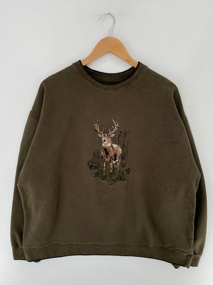 .Vintage DEER Size XL Animal Sweat-Shirt / E5646S