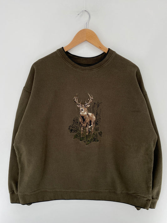 .Vintage DEER Size XL Animal Sweat-Shirt / E5646S