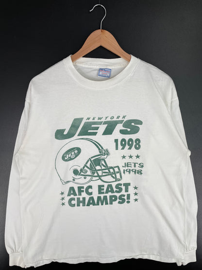 1998 NEW YORK JETS Made in USA Size XL Vintage NFL Long Sleeve T-Shirt / A3844