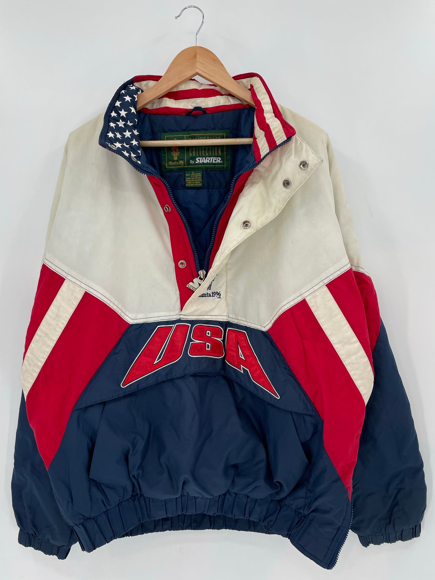 1996 ATLANTA OLYMPIC TEAM USA x STARTER Size L Vintage padded NFL Nylon Jacket / K6272