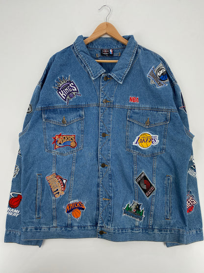 2003 NBA TEAM LOGOS Size XXXL Vintage Denim Jacket / A5771