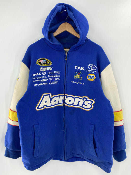 Vintage NASCAR AARON'S x TOYOTA Size XL Racing Zip-up Hoodie Sweat- Shirts / K5599