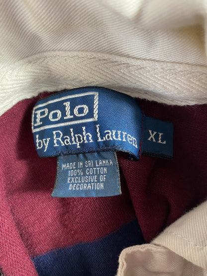 90’s POLO RALPH LAUREN Size XL Vintage Hoodie Rugby-Shirt / A6199