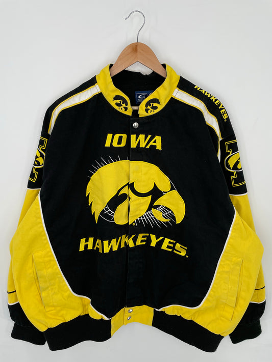 Vintage IOWA HAWKEYES Size No Tag (Approx.L) Racing Jacket  / K8382