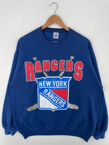 90's NEW YORK RANGERS Made in USA Size XL Vintage NHL Sweat-Shirt / A9619