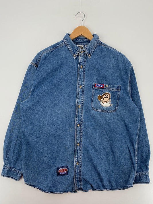 00' DISNEY GRUMPY Size L Vintage Button Down Shirt / A3950