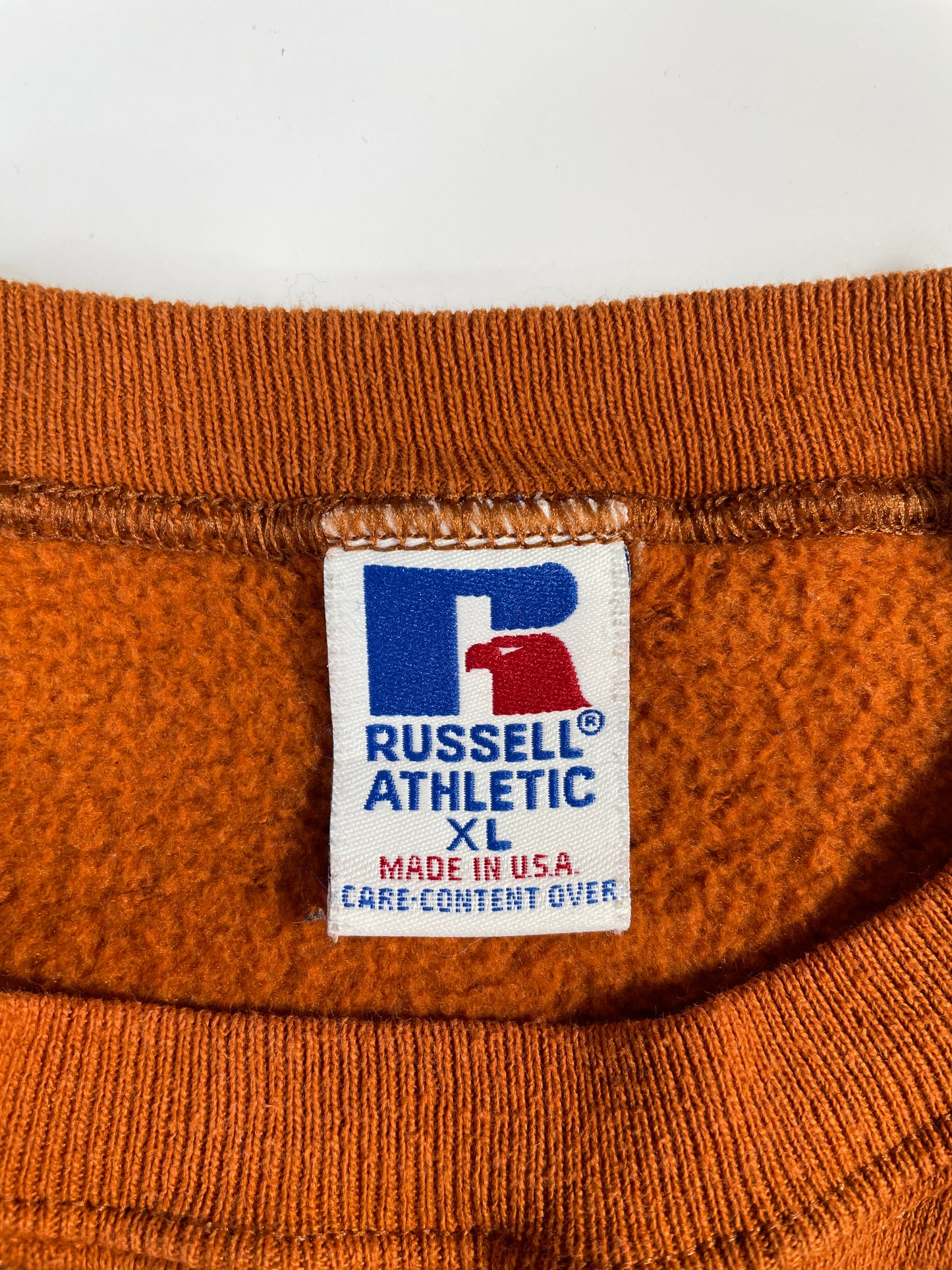 90's RUSSELL x TEXAS UNIVERSITY Made in USA Size XL Vintage College Sweat-Shirt / A6497