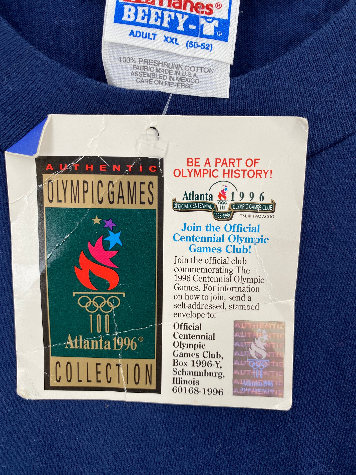 1996 DEADSTOCK ATLANTA OLYMPICS Size XXL Vintage T-Shirt / A6963