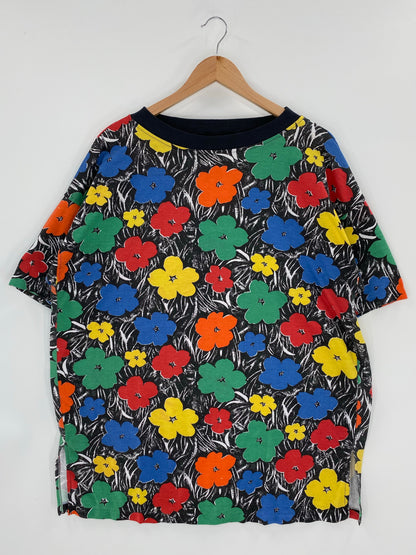 .90’s FLOWERS Size No Tag (Approx.L) T-Shirts / A5703
