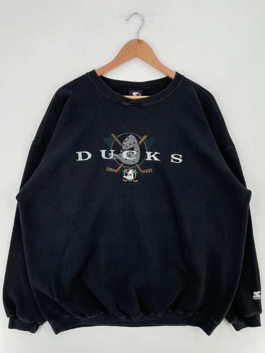 90's STARTER x ANAHEIM DUCKS Made in USA Size XXL Vintage NHL Sweat-Shirt / E4006S