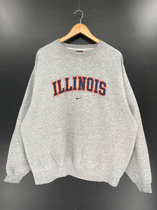 00' NIKE UNIVERSITY OF ILLINOIS Size XL Vintage College Sweat-Shirt / K6107