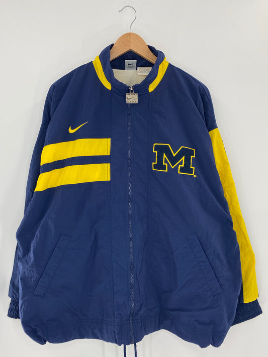 90’s NIKE Michigan Size XL Vintage College Zip-up Nylon-Jacket / K5554