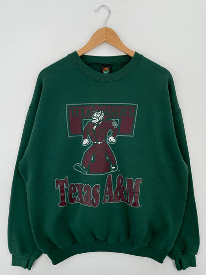 90's TEXAS A&M Made in USA Size XL Vintage College Sweat-Shirt / A7125
