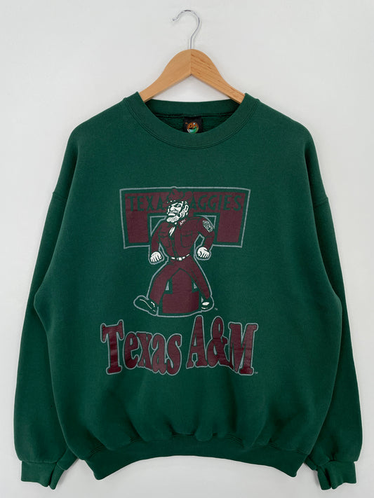 90's TEXAS A&M Made in USA Size XL Vintage College Sweat-Shirt / A7125