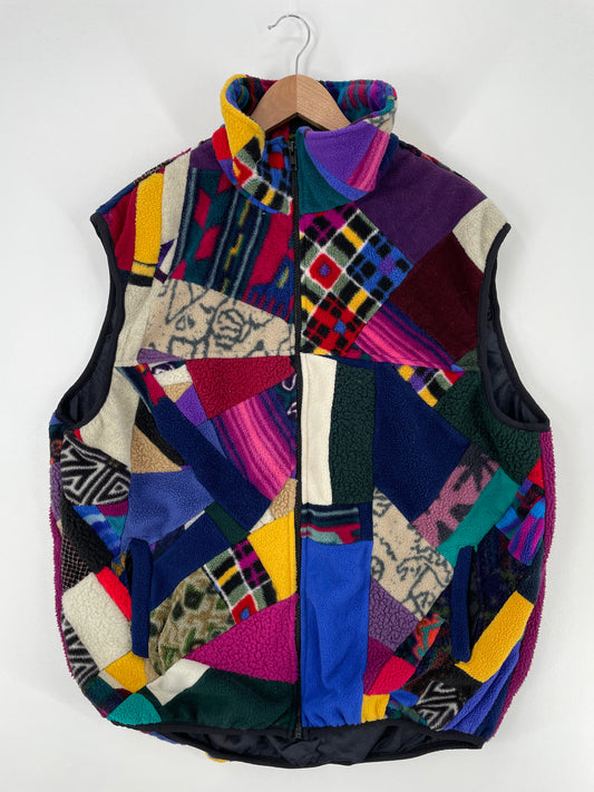 Vintage PATCHWORK Size XXL Fleece Vest / A698