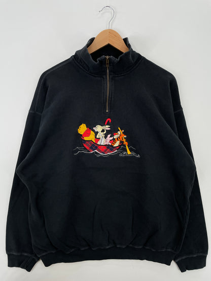 Vintage DISNEY WINNIE THE POOH Size (Approx.XL-XXL) Vintage Half Zip-up Sweat-shirt / A6830