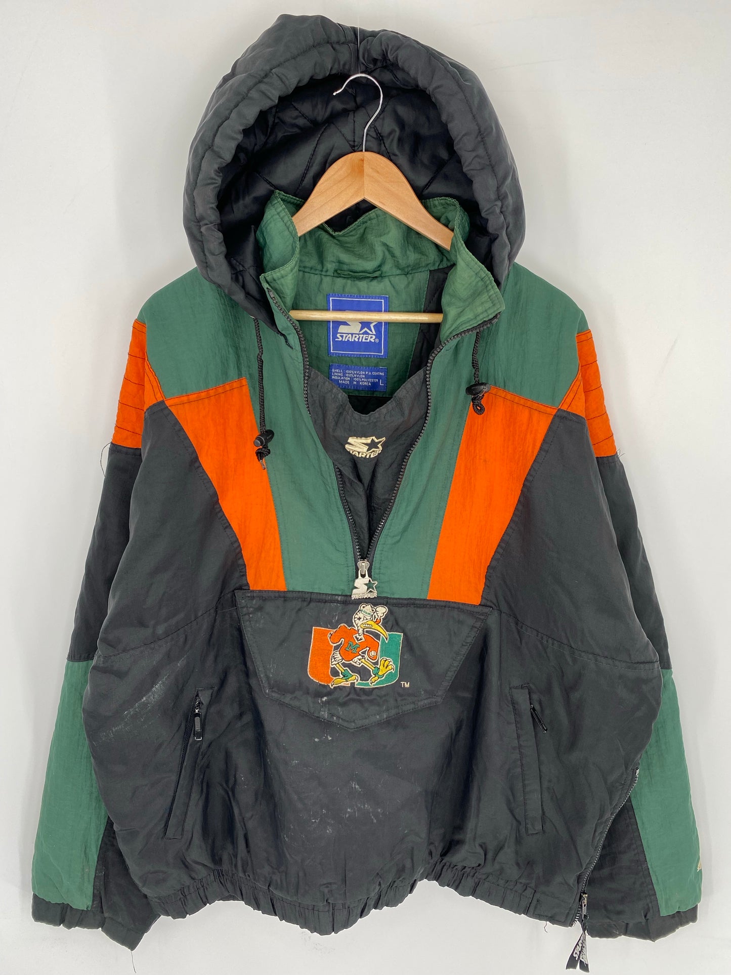 Vintage STARTER x MIAMI HURRICANES Size L Nylon Padded Jacket  / K8335