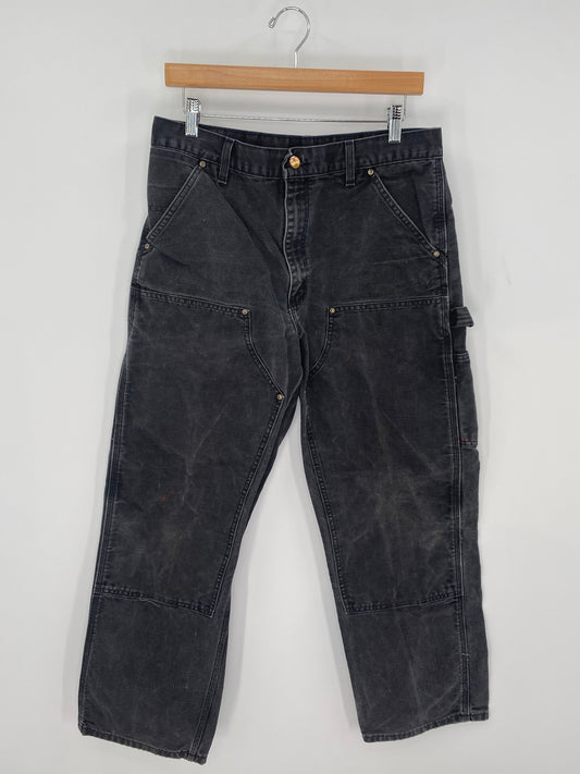 90's CARHARTT Made in USA Size 34x32 Vintage Double Knee Duck Pants / K9454