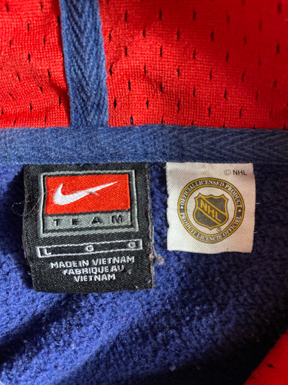 00’ NIKE NEW YORK RANGERS Size L Vintage NHL Hoodie Sweat-Shirt / K4778