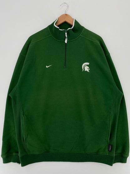 00' NIKE MICHIGAN STATE Size XL Vintage College Half-Zip Sweat-shirt / A1949