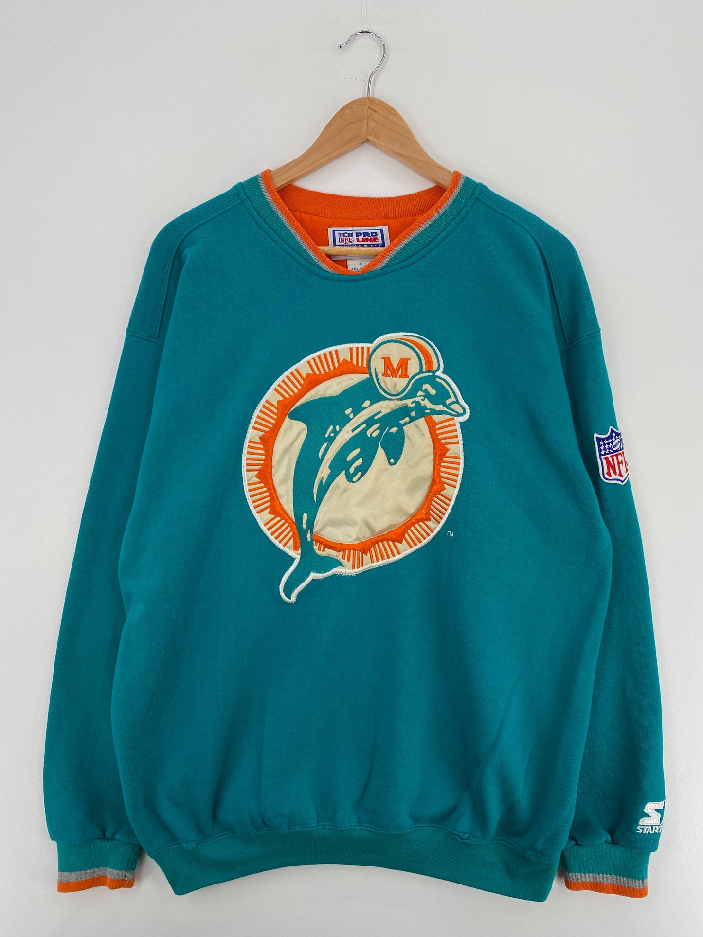 90's STARTER x MIAMI DOLPHINS Size L Vintage NFL Sweat-Shirt / E5655S