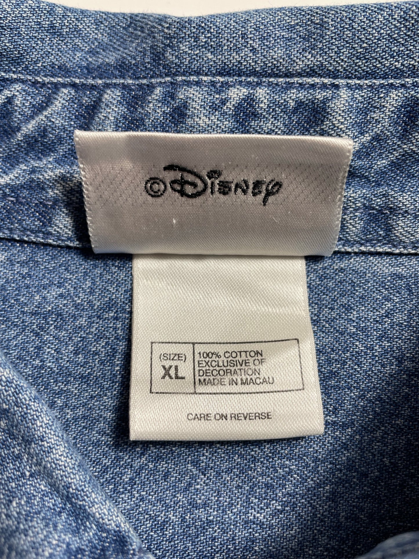 00’ DISNEY MICKEY Size XL Vintage Denim Botton-down Shirts/ K8857