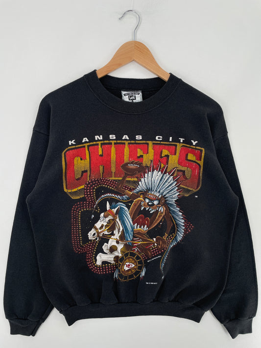 1993 KANSAS CITY CHIEFS x LOONEY TUNES TAZ Made in USA Size L Vintage NFL Sweat-shirt / E3241S