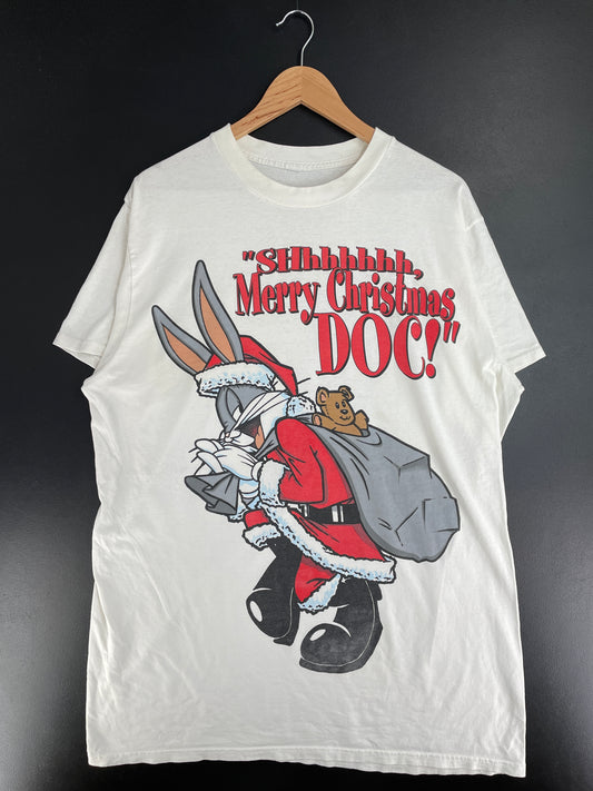 Vintage LOONEY TUNES BUGS BUNNY CHRISTMAS Size Approx.XL Vintage Long Length T-shirt / E746