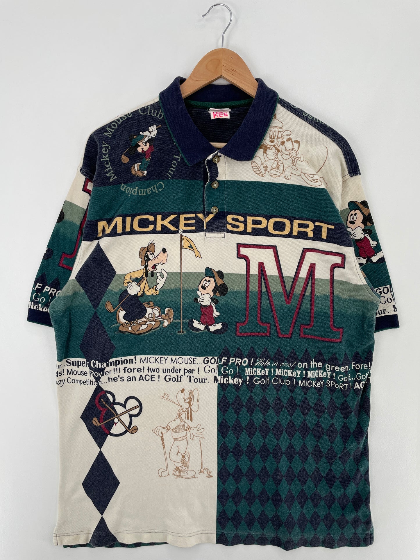 00' DISNEY MICKEY GOOFY Size L Vintage Polo Shirt / A9996