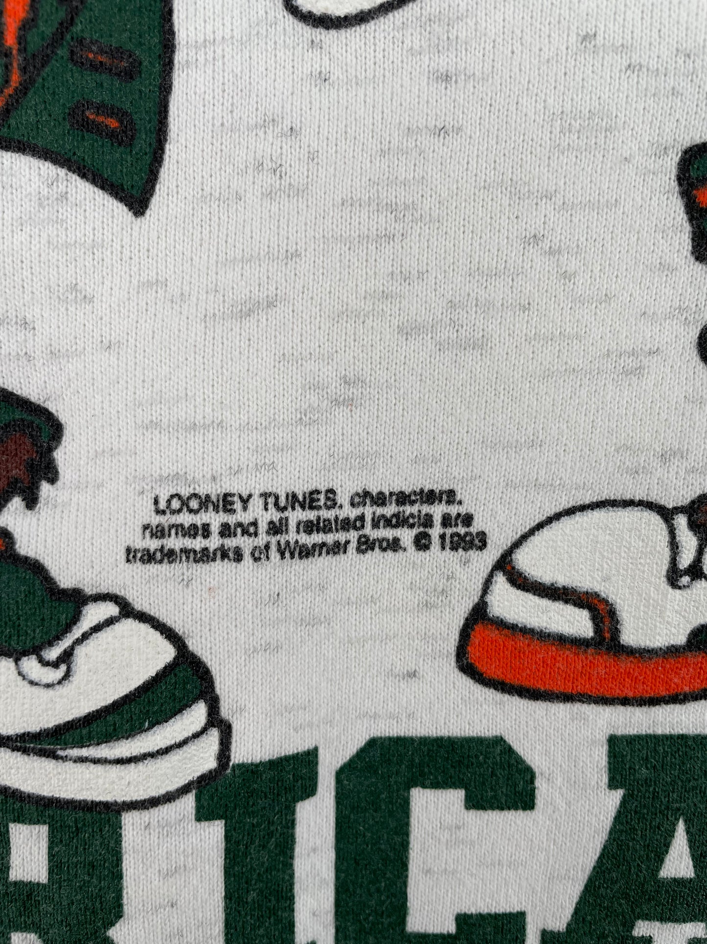 1993 MIAMI HURRICANES x LOONEY TUNES Made in USA Size XXL Vintage NFL Sweat-shirt / A544
