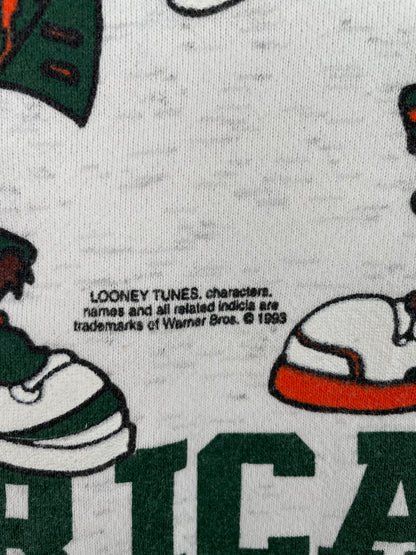 1993 MIAMI HURRICANES x LOONEY TUNES Made in USA Size XXL Vintage NFL Sweat-shirt / A544