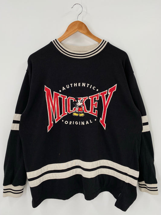 90’s DISNEY MICKEY Size L Vintage Hockey Long Sleeve T-shirt / K4409