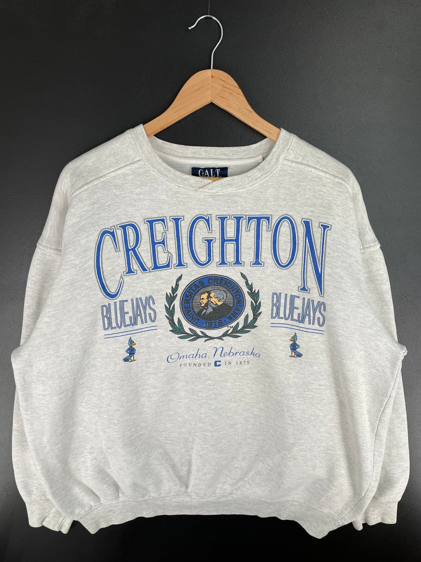 00' CREIGHTONIANA BLUEJAYS Size L Vintage College Sweat-shirt / A3264