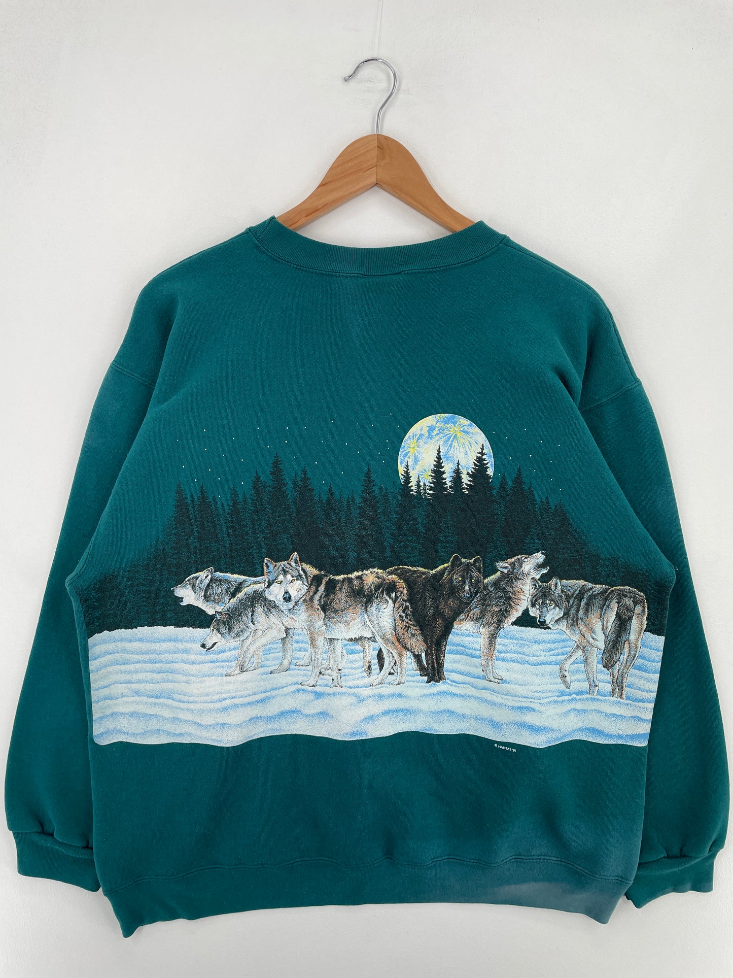 90's WOLF Made in USA Size XL Vintage Animal Sweat-Shirt / E1029