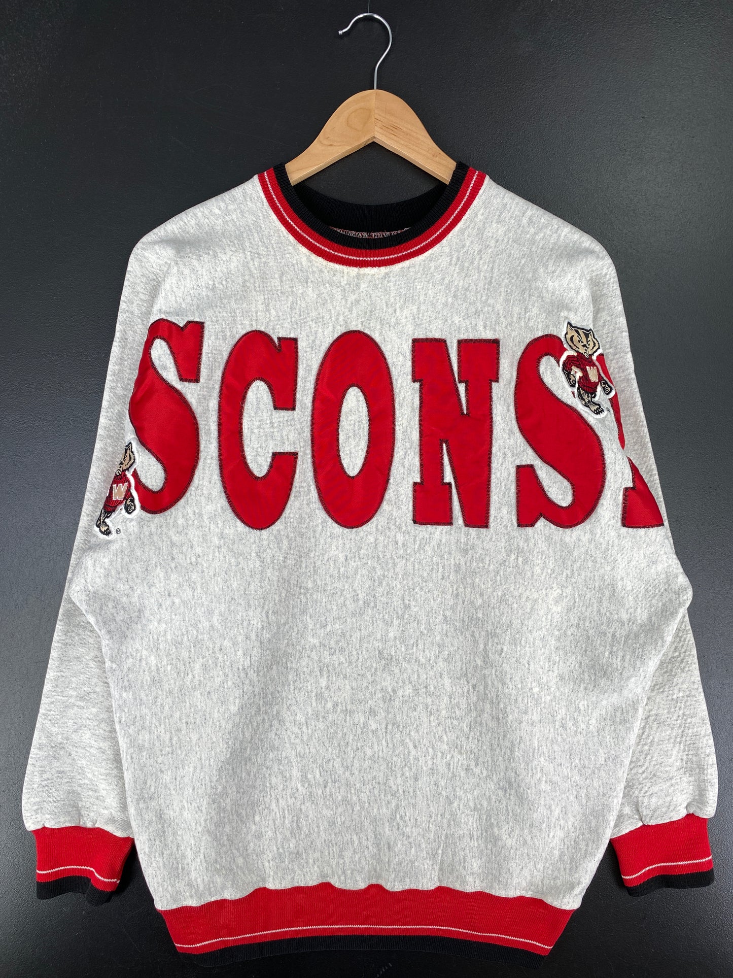 90's WISCONSIN Made in USA Size M Vintage College Sweat-shirt / A4910
