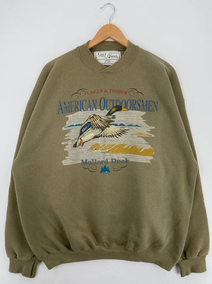 .Vintage GALT SAND AMERICAN OUTDOORSMEN MALLARD DUCK Made in USA Size L Sweat-Shirts/ A4782