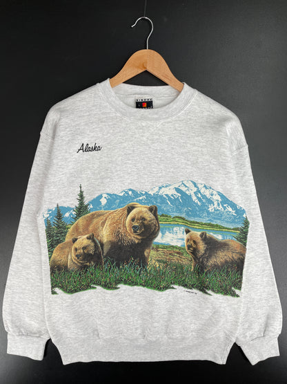 90's BEAR ALASKA Made in USA Size L Vintage Animal Sweat-Shirt / E2840S