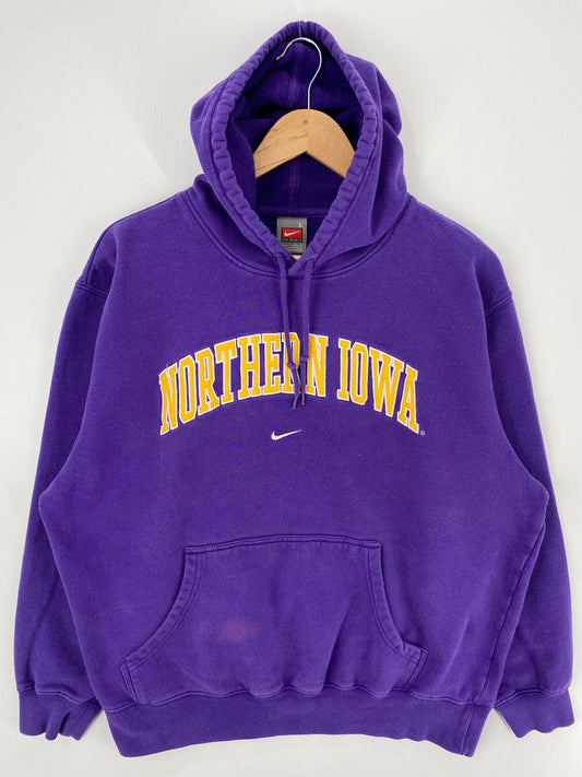 00' NIKE NORTHERN IOWA Size L Vintage College Hoodie Sweat-Shirts/ A411
