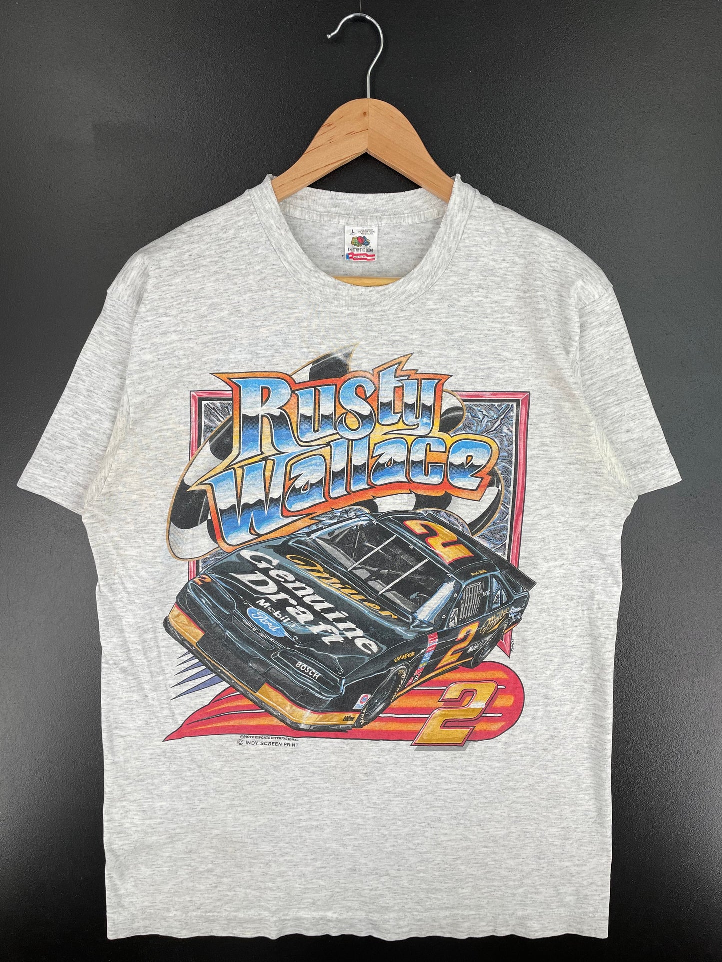 90's RUSTY WALLACE Size L Vintage Racing T-Shirt / E2353