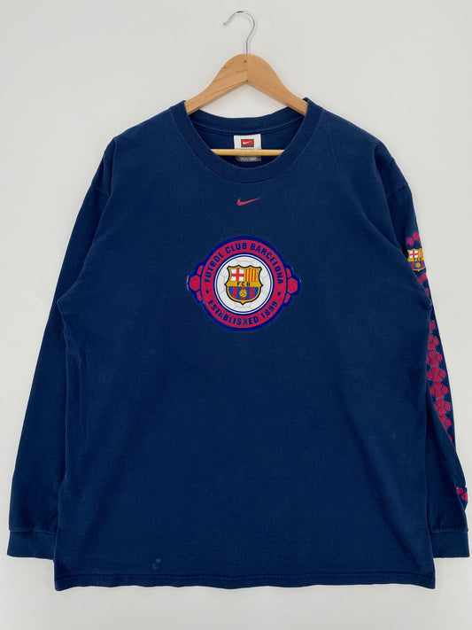 00' NIKE FC BARCELONA Size L Vintage Long Sleeve T-Shirts / A1688