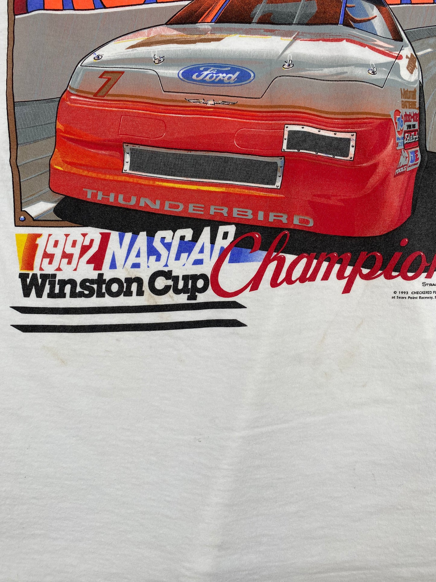 1993 NASCAR ALAN KULWICKI Made in USA Size L Vintage Racing T-Shirt / A2024