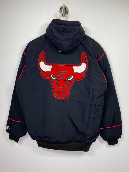 90's Starter x NBA CHICAGO BULLS Made in USA Vintage Padded Nylon Jacket / 5030