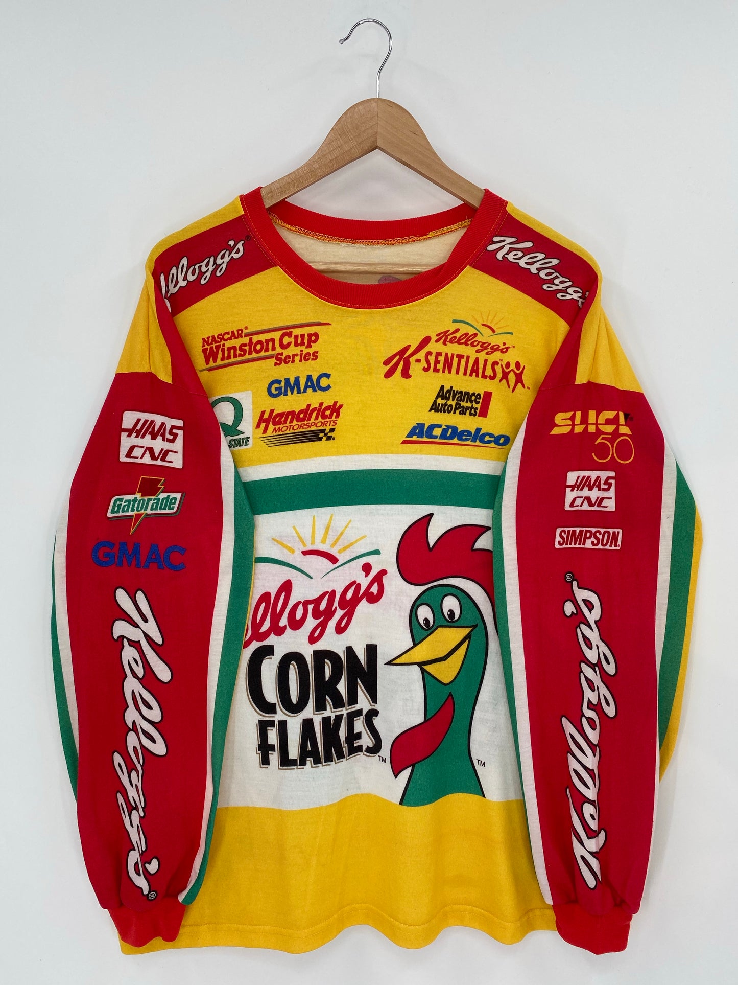 1999 KELLOGG'S CORN FLAKES (No tag) Approx. Size XL Vintage Racing Long Sleeve T-Shirt / K7254
